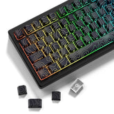 dagaladoo PBT Key caps,Black Topographic keycaps 60 75 100 Percent,Lines Backlit,Shine Through keycap Set,Side Print,Cherry Profile Keyboard caps for100%, 75%, 65%, 60% Keyboard(only keycaps)